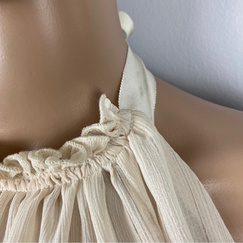 ADEAM BEIGE STRIPED CHIFFON HALTER TOP - Picture 5 of 11